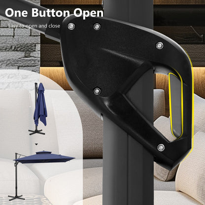 MAISON ARTS Parasol déporté hydraulique automatique de 12 pieds avec mât en aluminium et rotation à 360 degrés