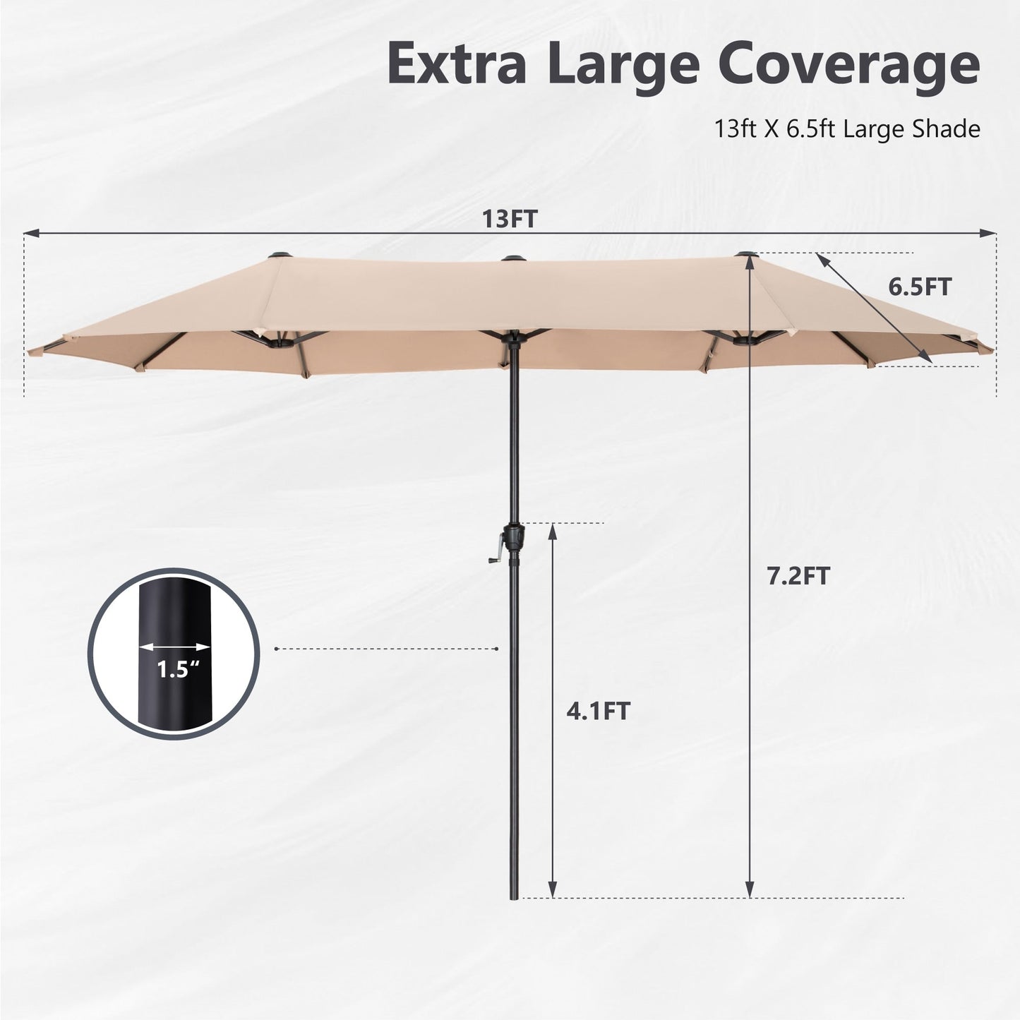 MAISON ARTS 13ft Double -Sided Patio Umbrella Extra Large with Crank
