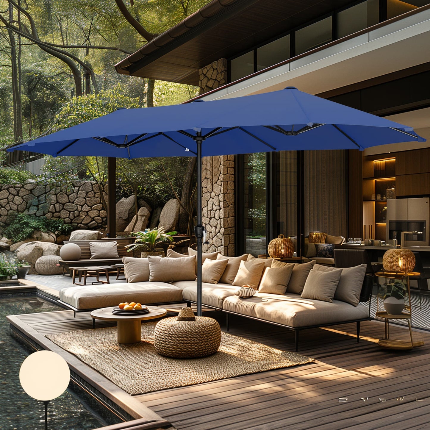 MAISON ARTS 13ft Double -Sided Patio Umbrella Extra Large with Crank