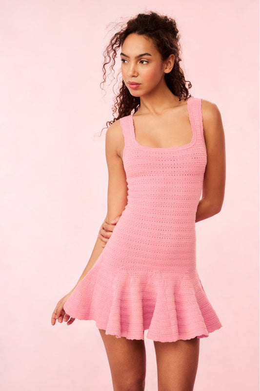 Mini-robe en tricot Maryanne - ROSE COUCHER DE SOLEIL