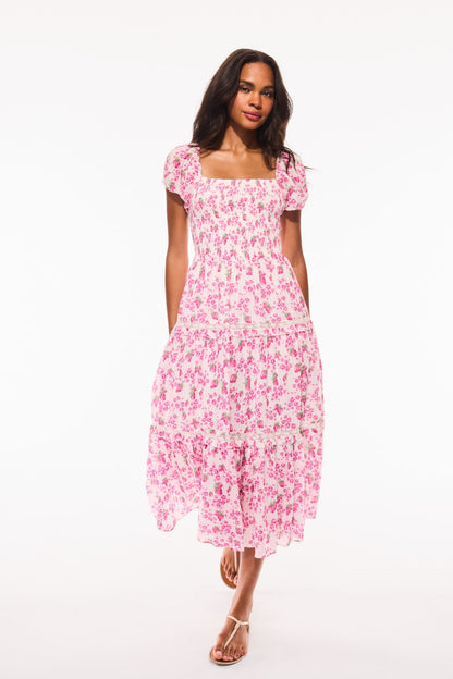 Robe mi-longue d'été à imprimé héritage Masie