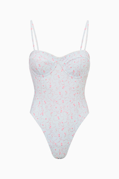 Maillot de bain une pièce bleu fleuri Mina