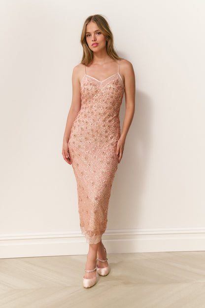 Robe mi-longue perlée Mirrian