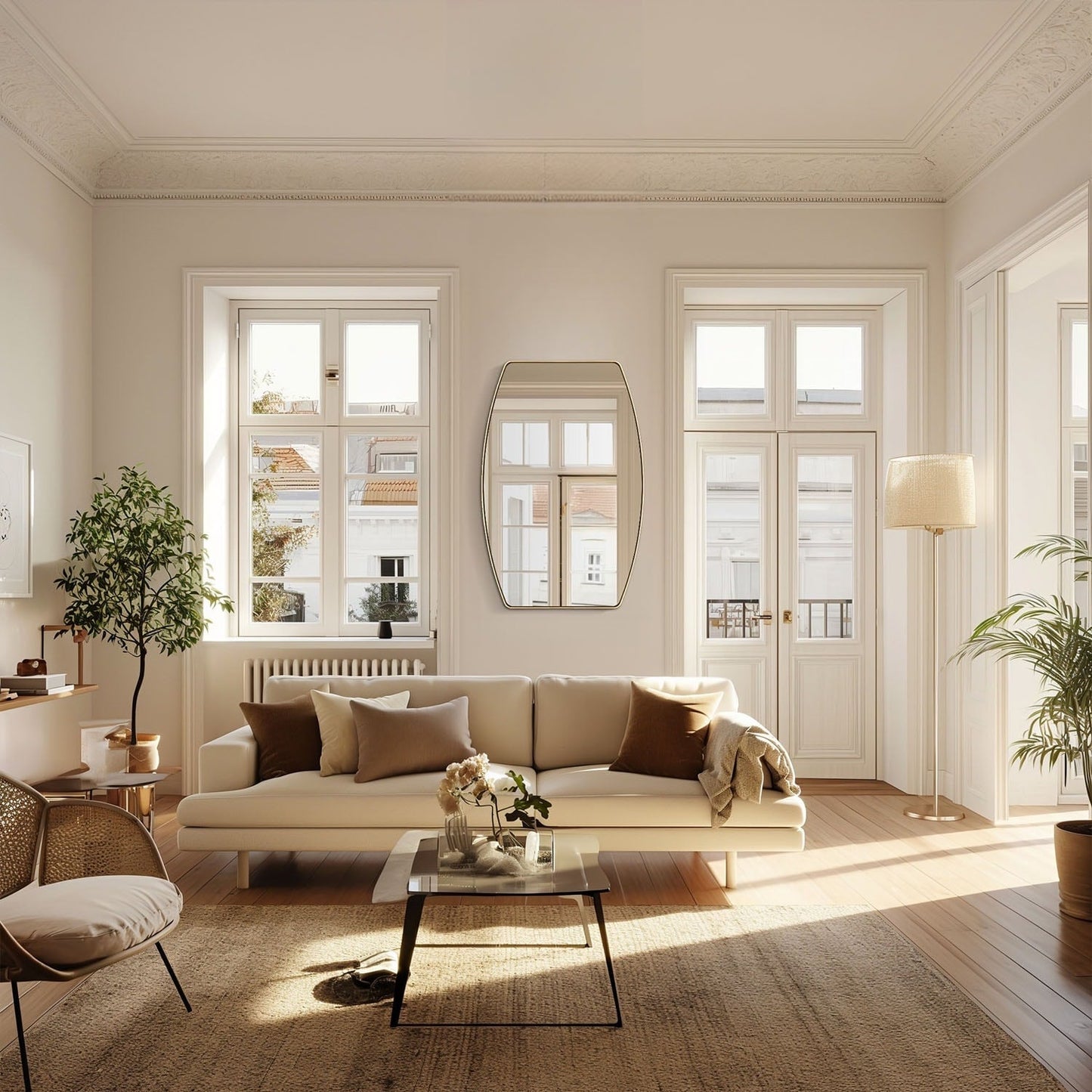 Miroir mural oblong en métal MacLuu