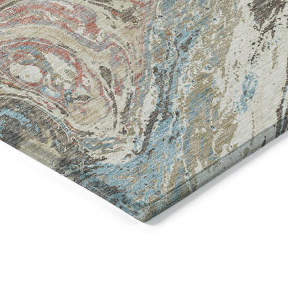 Machine Washable Indoor/ Outdoor Abstract Brushstroke Chantille Rug