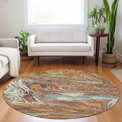 Machine Washable Indoor/ Outdoor Abstract Brushstroke Chantille Rug