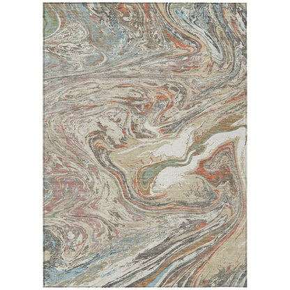 Machine Washable Indoor/ Outdoor Abstract Brushstroke Chantille Rug