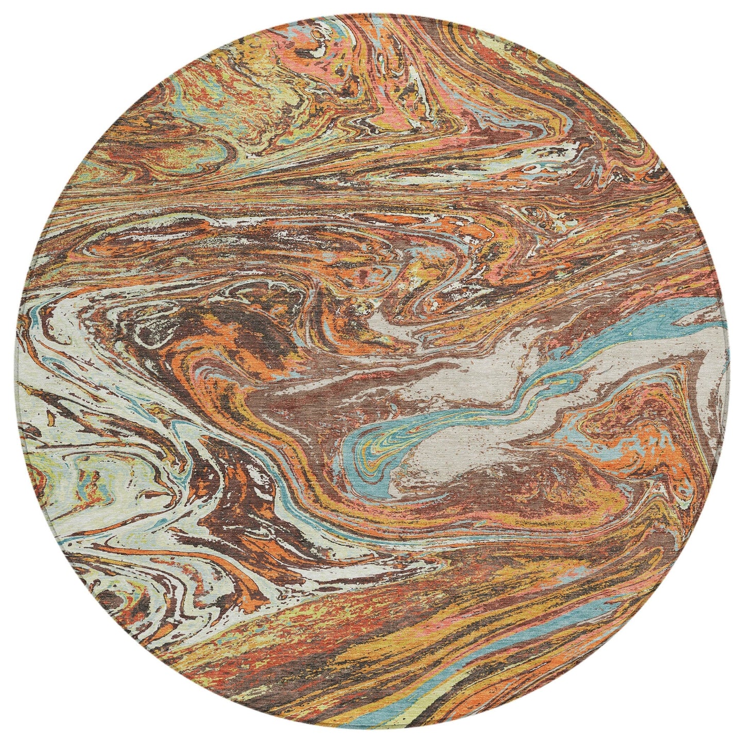 Machine Washable Indoor/ Outdoor Abstract Brushstroke Chantille Rug