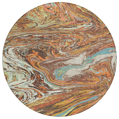 Machine Washable Indoor/ Outdoor Abstract Brushstroke Chantille Rug