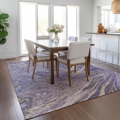 Machine Washable Indoor/ Outdoor Abstract Brushstroke Chantille Rug