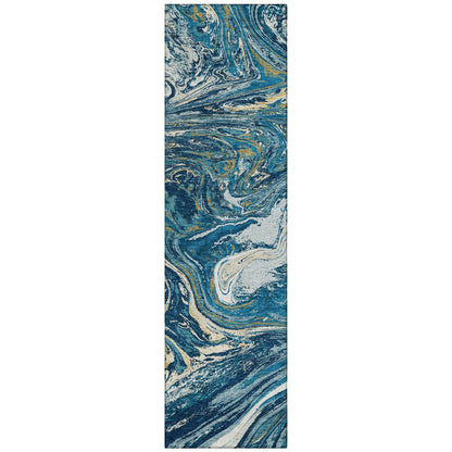 Machine Washable Indoor/ Outdoor Abstract Brushstroke Chantille Rug