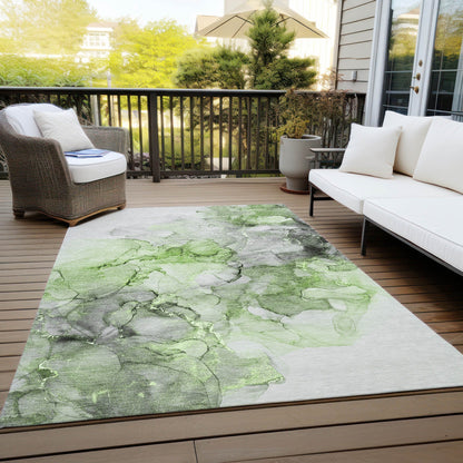 Machine Washable Indoor/ Outdoor Abstract Chantille Rug