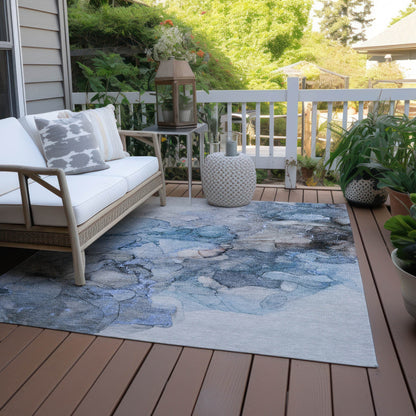Machine Washable Indoor/ Outdoor Abstract Chantille Rug