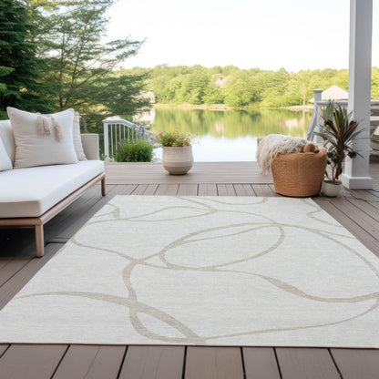 Machine Washable Indoor/ Outdoor Abstract Modern Chantille Rug