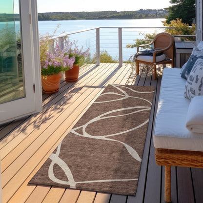 Machine Washable Indoor/ Outdoor Abstract Modern Chantille Rug