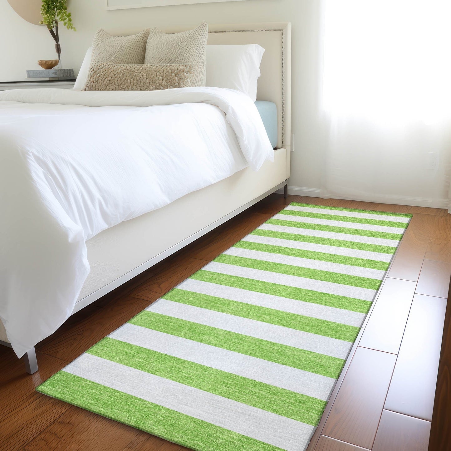 Machine Washable Indoor/ Outdoor Cabana Stripe Chantille Rug