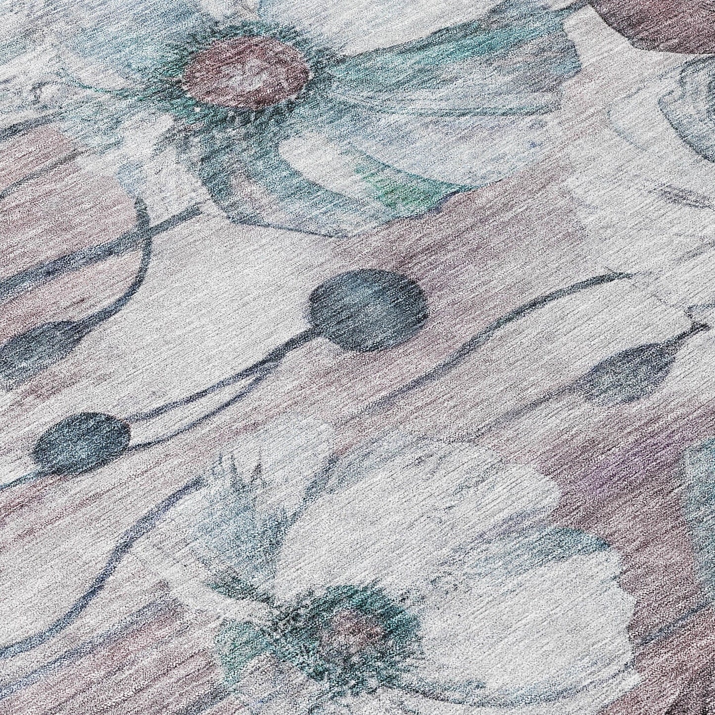 Machine Washable Indoor/ Outdoor Chantille Modern Floral Rug