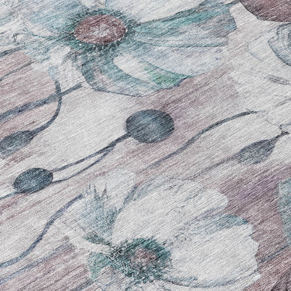 Machine Washable Indoor/ Outdoor Chantille Modern Floral Rug