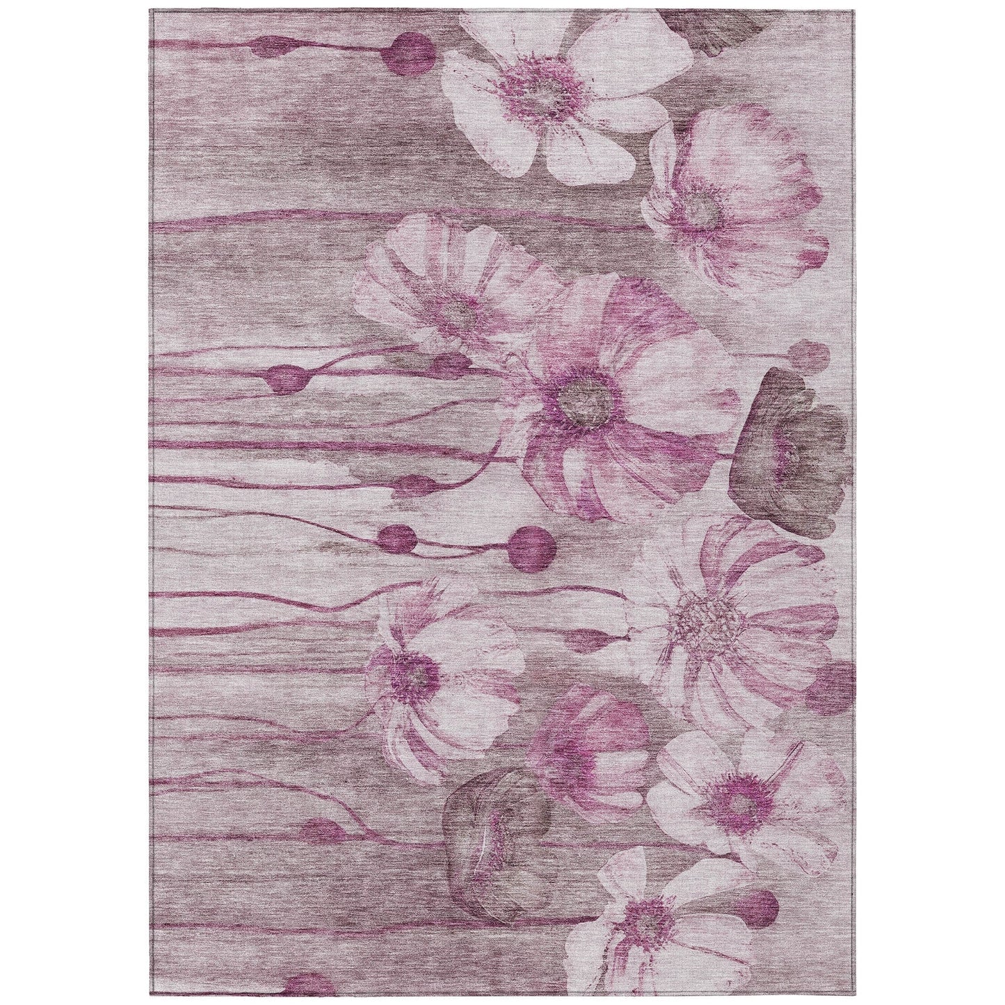 Machine Washable Indoor/ Outdoor Chantille Modern Floral Rug