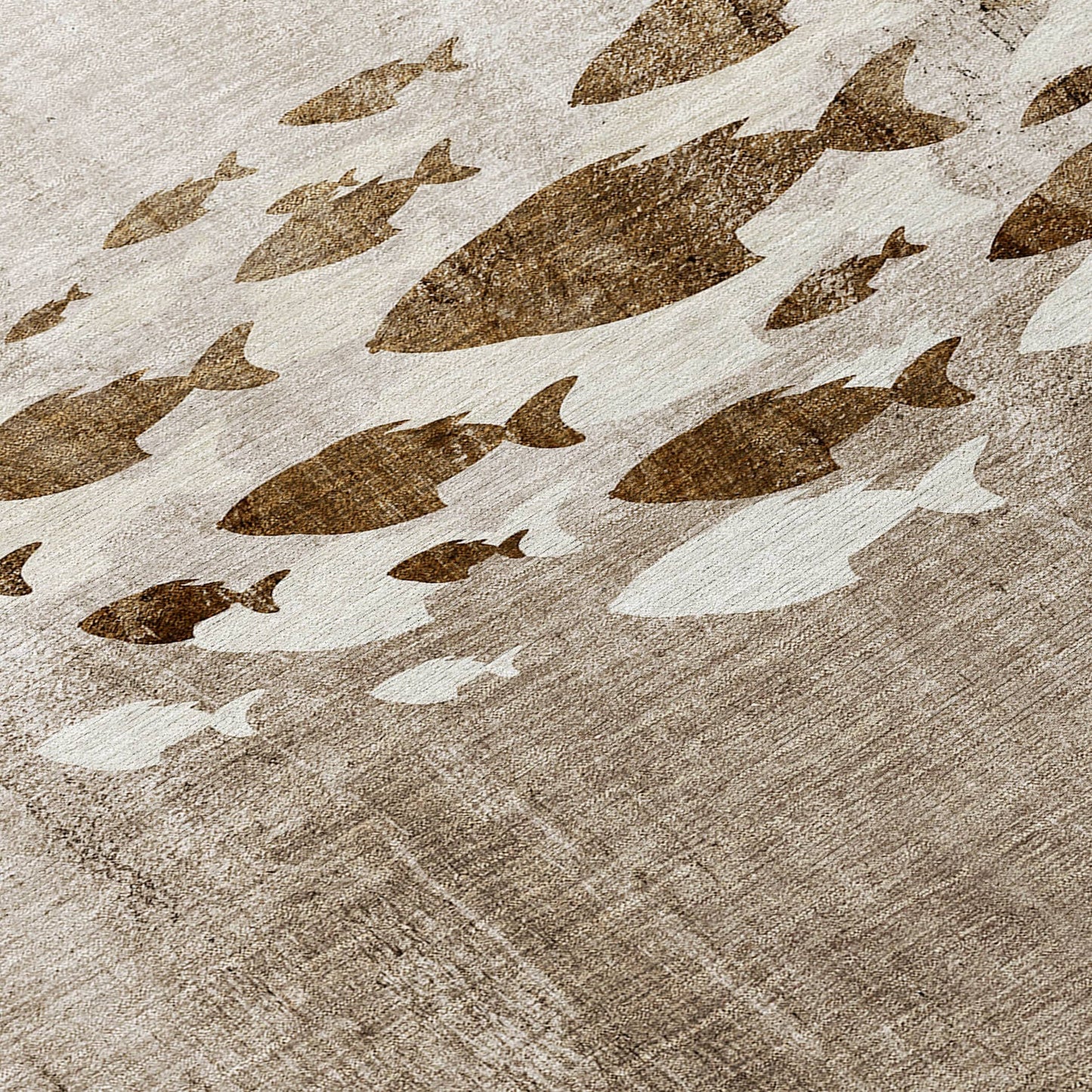 Machine Washable Indoor/ Outdoor Chantille Modern Sea Life Rug