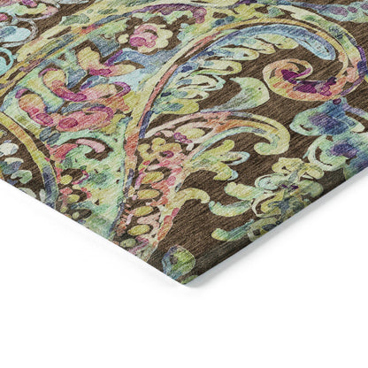 Machine Washable Indoor/ Outdoor Chantille Traditional Scroll Rug