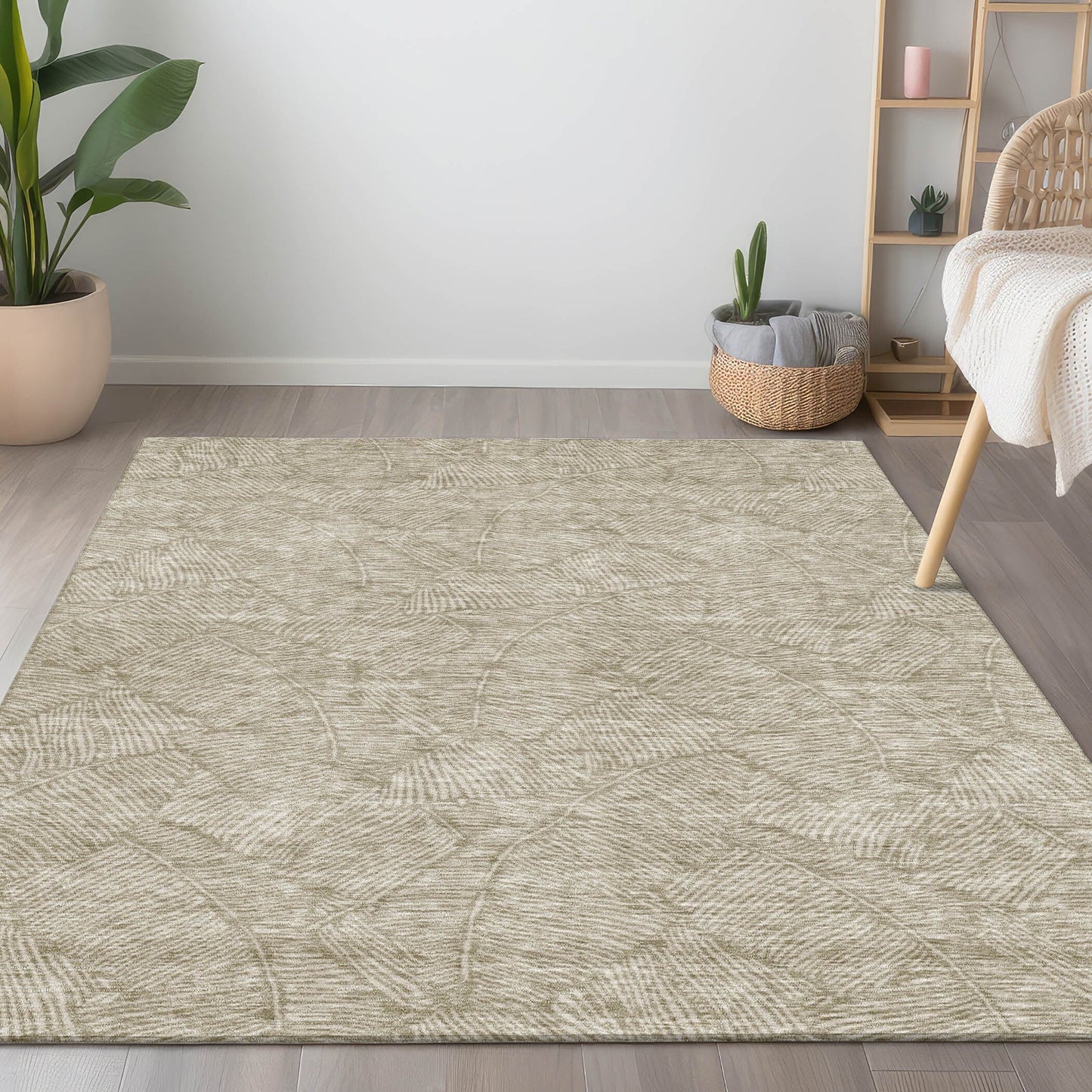 Machine Washable Indoor/ Outdoor Chantille Tropical Palm Rug
