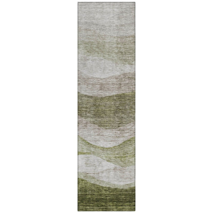 Machine Washable Indoor/ Outdoor Contemporary Waves Chantille Rug
