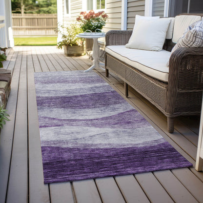 Machine Washable Indoor/ Outdoor Contemporary Waves Chantille Rug