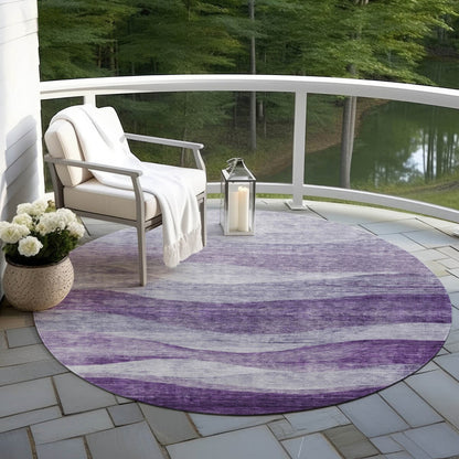 Machine Washable Indoor/ Outdoor Contemporary Waves Chantille Rug