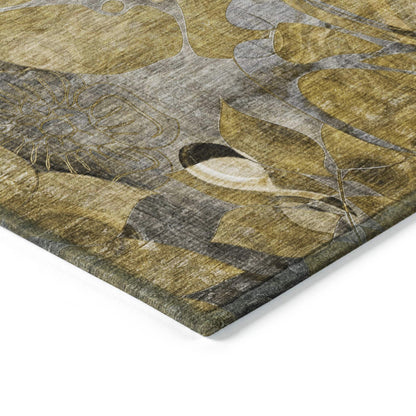 Machine Washable Indoor/ Outdoor Modern Floral Chantille Rug