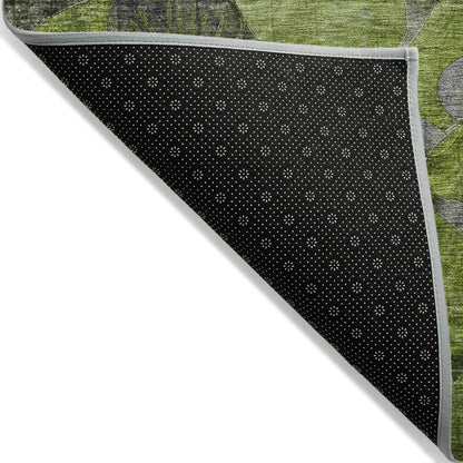 Machine Washable Indoor/ Outdoor Modern Floral Chantille Rug