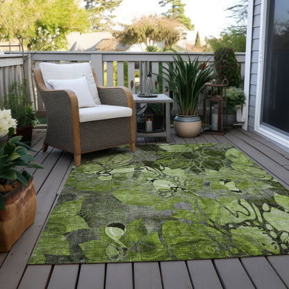Machine Washable Indoor/ Outdoor Modern Floral Chantille Rug