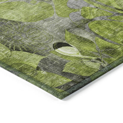 Machine Washable Indoor/ Outdoor Modern Floral Chantille Rug