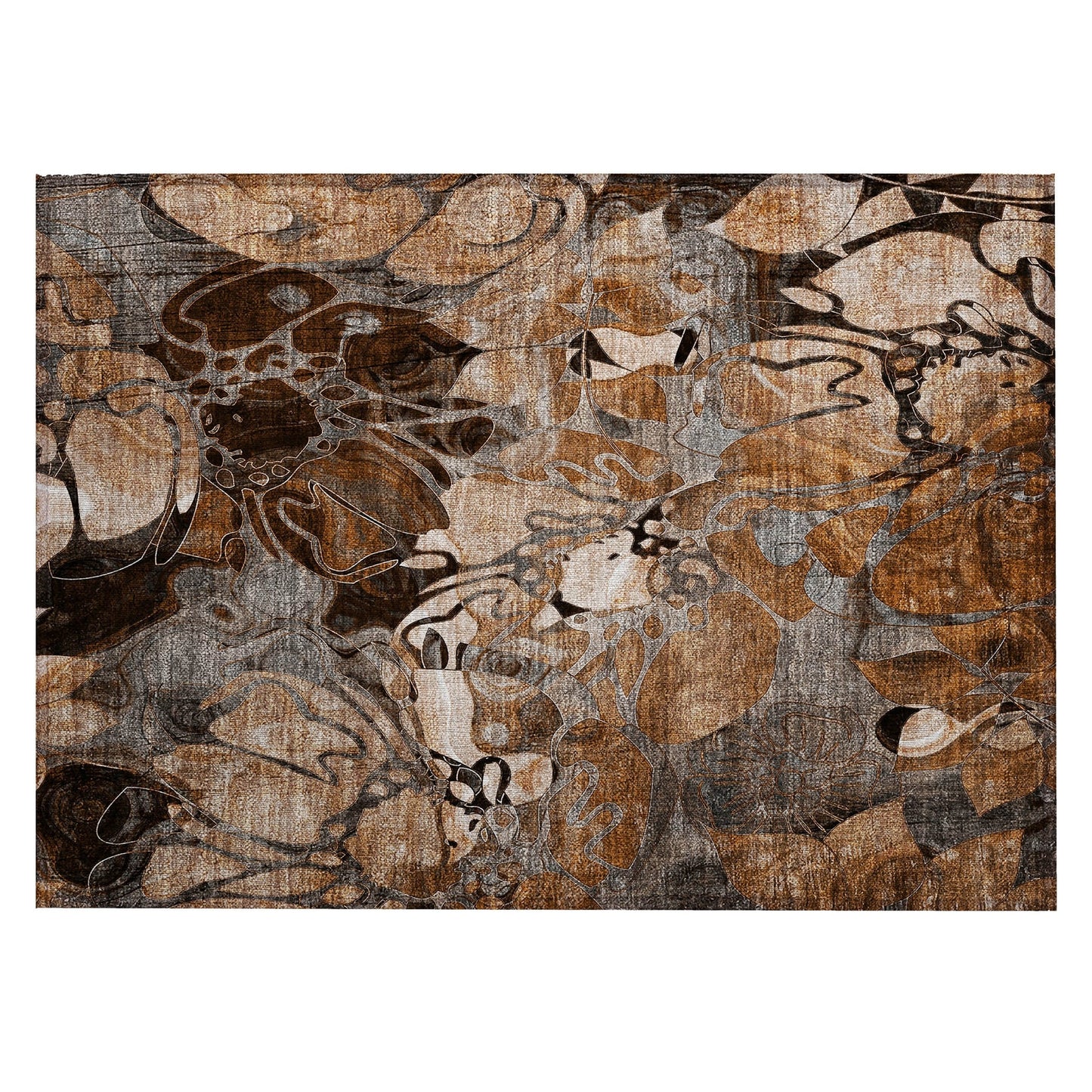 Machine Washable Indoor/ Outdoor Modern Floral Chantille Rug