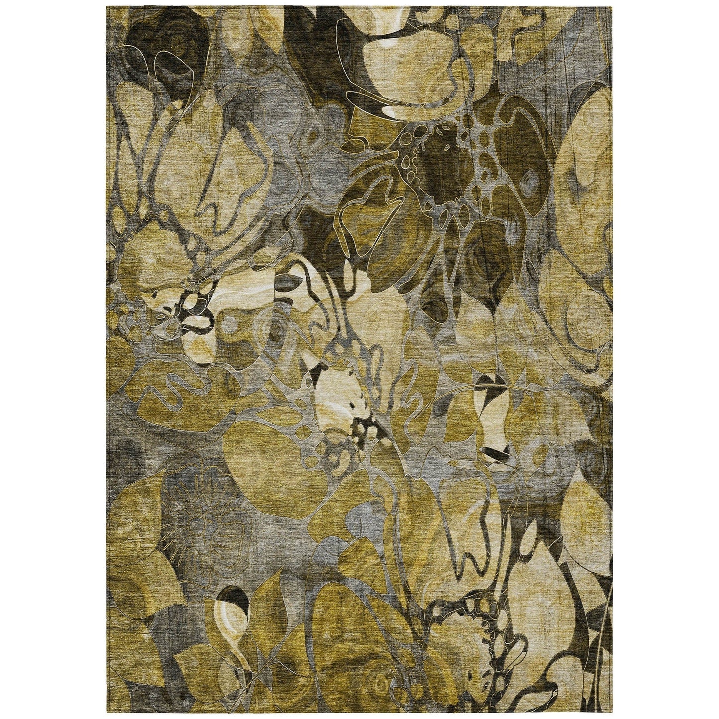 Machine Washable Indoor/ Outdoor Modern Floral Chantille Rug