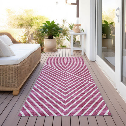 Machine Washable Indoor/ Outdoor Modern Geo Chantille Rug