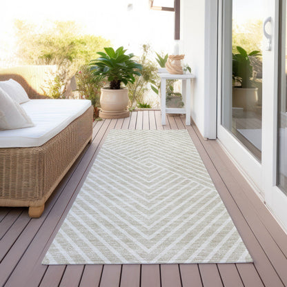 Machine Washable Indoor/ Outdoor Modern Geo Chantille Rug