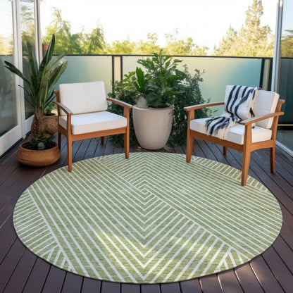 Machine Washable Indoor/ Outdoor Modern Geo Chantille Rug