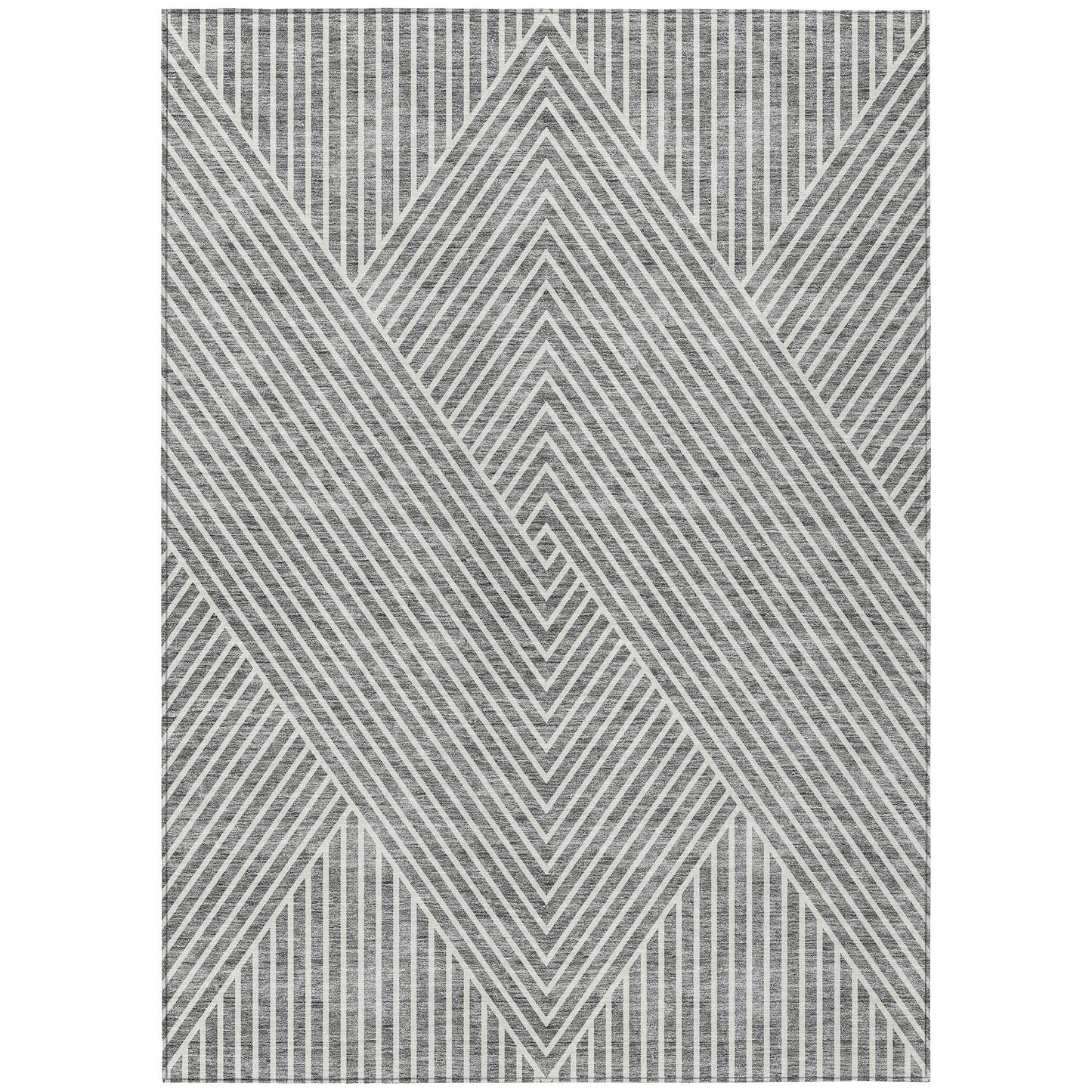 Machine Washable Indoor/ Outdoor Modern Geo Chantille Rug