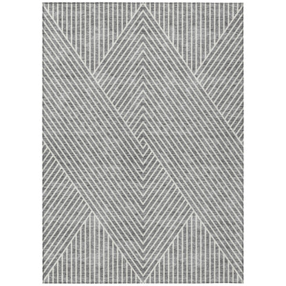 Machine Washable Indoor/ Outdoor Modern Geo Chantille Rug
