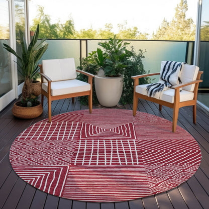 Machine Washable Indoor/ Outdoor Modern Mosaic Chantille Rug