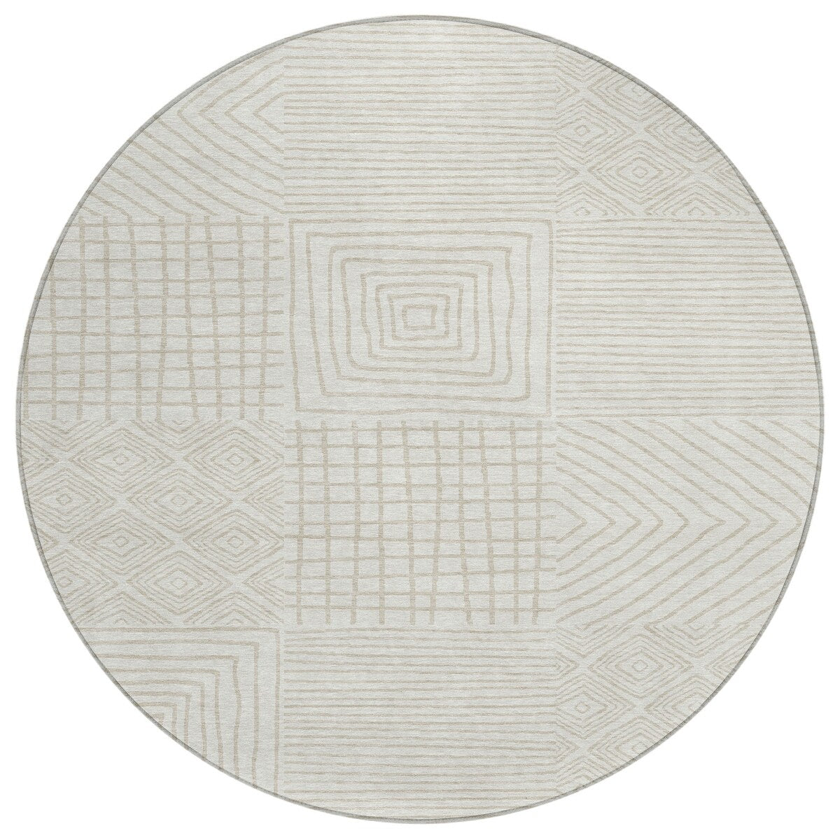 Machine Washable Indoor/ Outdoor Modern Mosaic Chantille Rug