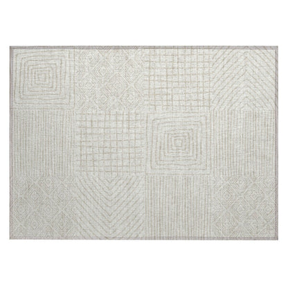 Machine Washable Indoor/ Outdoor Modern Mosaic Chantille Rug