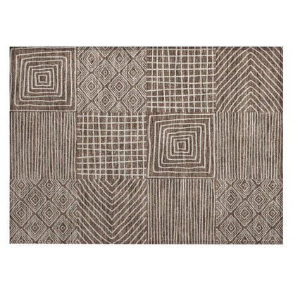 Machine Washable Indoor/ Outdoor Modern Mosaic Chantille Rug