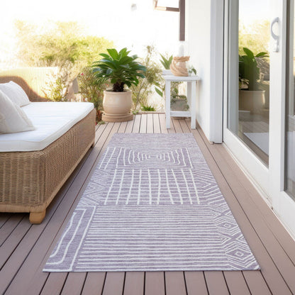Machine Washable Indoor/ Outdoor Modern Mosaic Chantille Rug