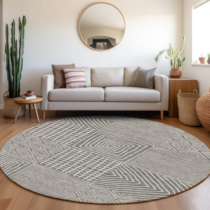 Machine Washable Indoor/ Outdoor Modern Mosaic Chantille Rug