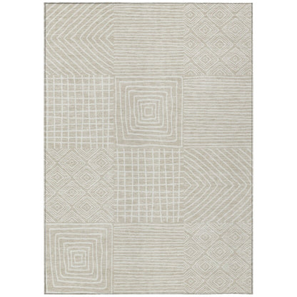 Machine Washable Indoor/ Outdoor Modern Mosaic Chantille Rug