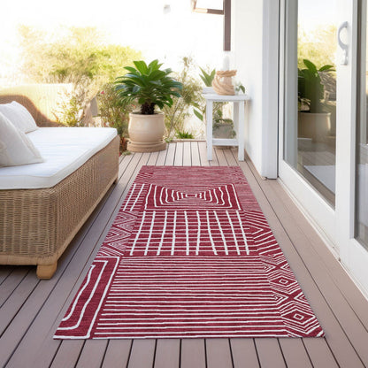 Machine Washable Indoor/ Outdoor Modern Mosaic Chantille Rug