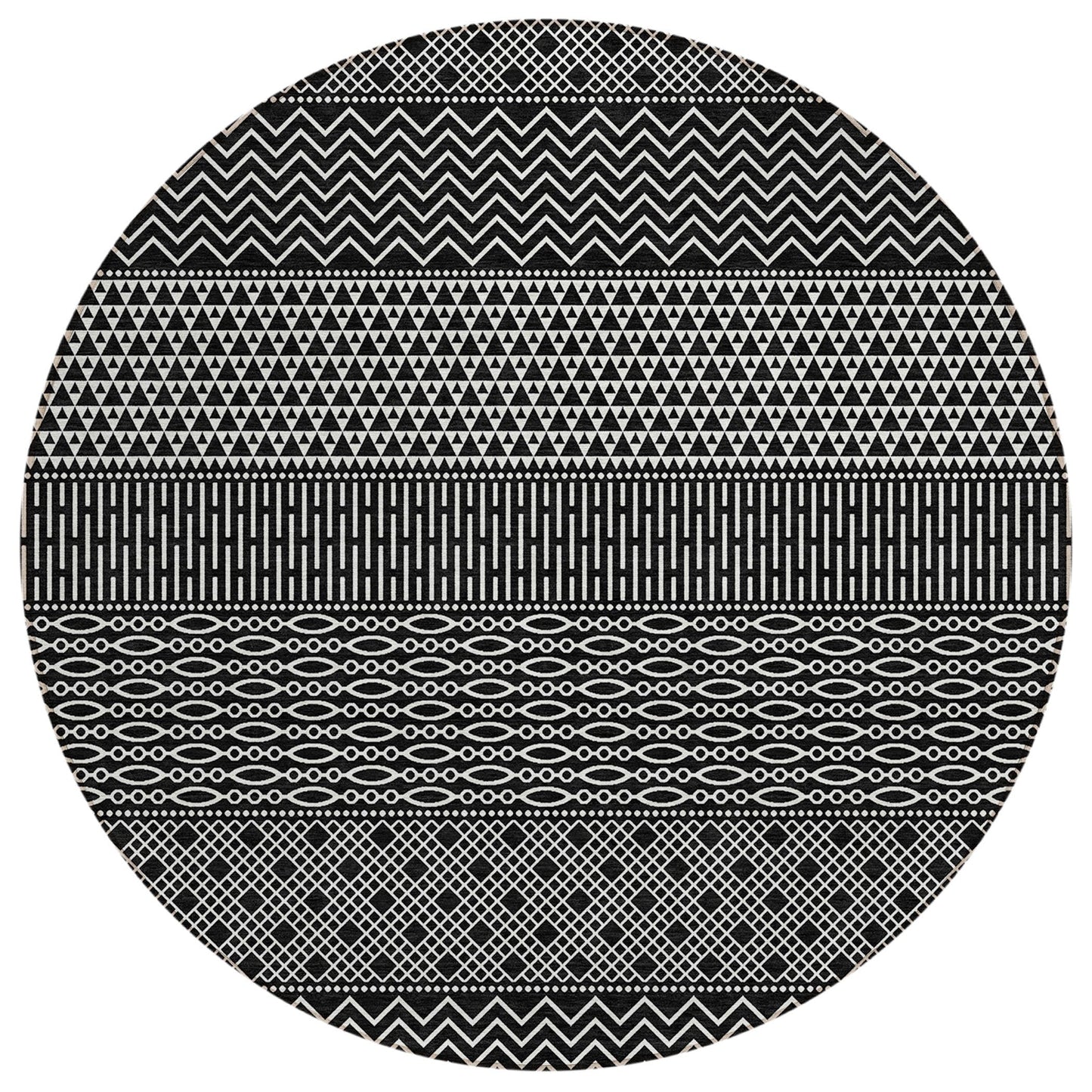 Machine Washable Indoor/ Outdoor Modern Stripes Chantille Rug