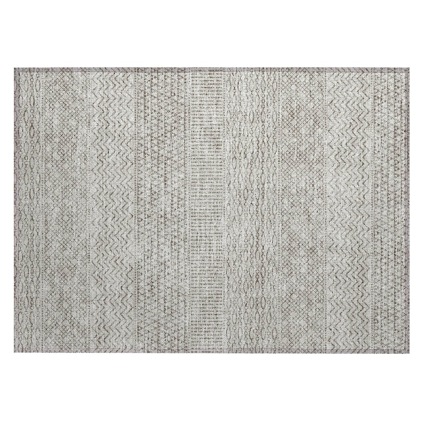 Machine Washable Indoor/ Outdoor Modern Stripes Chantille Rug